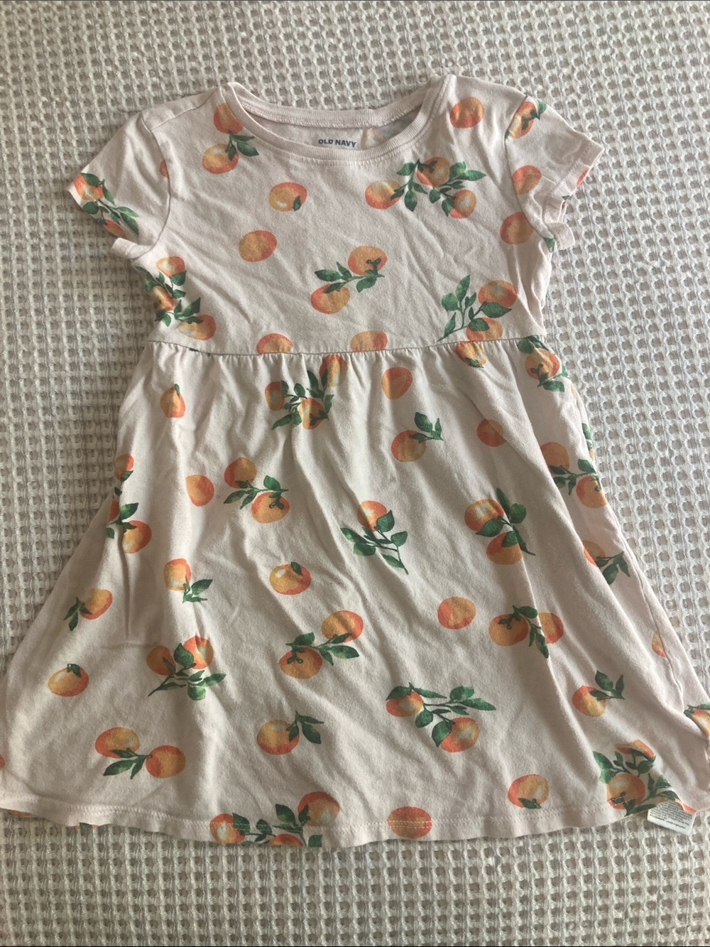 Old Navy Pink Peach Print Dress | Women’s Short Sleeve Summer Dress | Peach